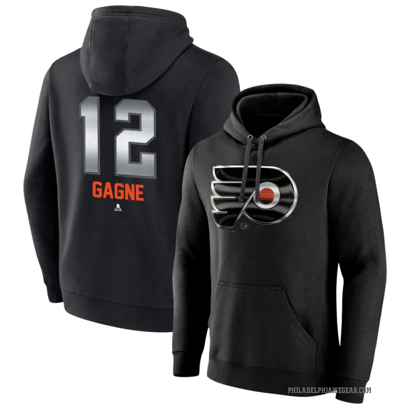 Simon Gagne Men's Black Philadelphia Flyers Branded Midnight Mascot Logo Pullover Hoodie